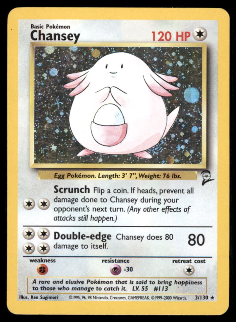 Chansey Base Set 2 #003/130 Holo Pokemon Card (1 of 2)
