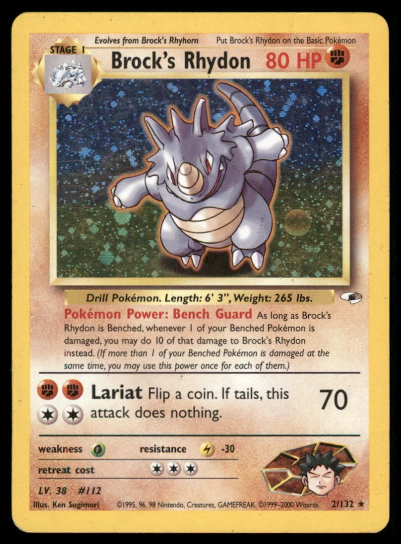 Brock's Rhydon Gym Heroes #002/132 Holo Pokemon Card: We offer combined shipping on multiple items. Buyers may also arrange their own shipping. LiveShipping is a separate and independent option for shipping that is NOT a part of the auction house or thei