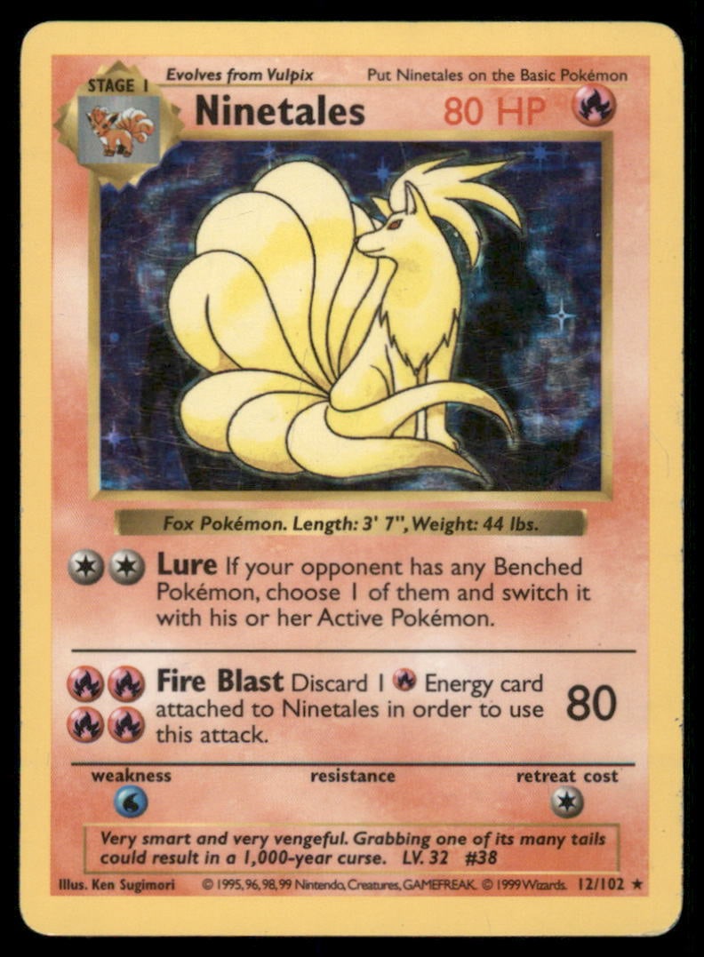Ninetales Base Set (Shadowless) #012/102 Holo Pokemon Card (1 of 2)