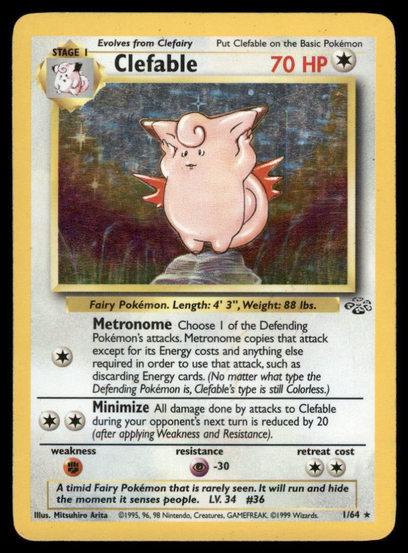 Clefable (1) Jungle #01/64 Holo Pokemon Card (1 of 2)