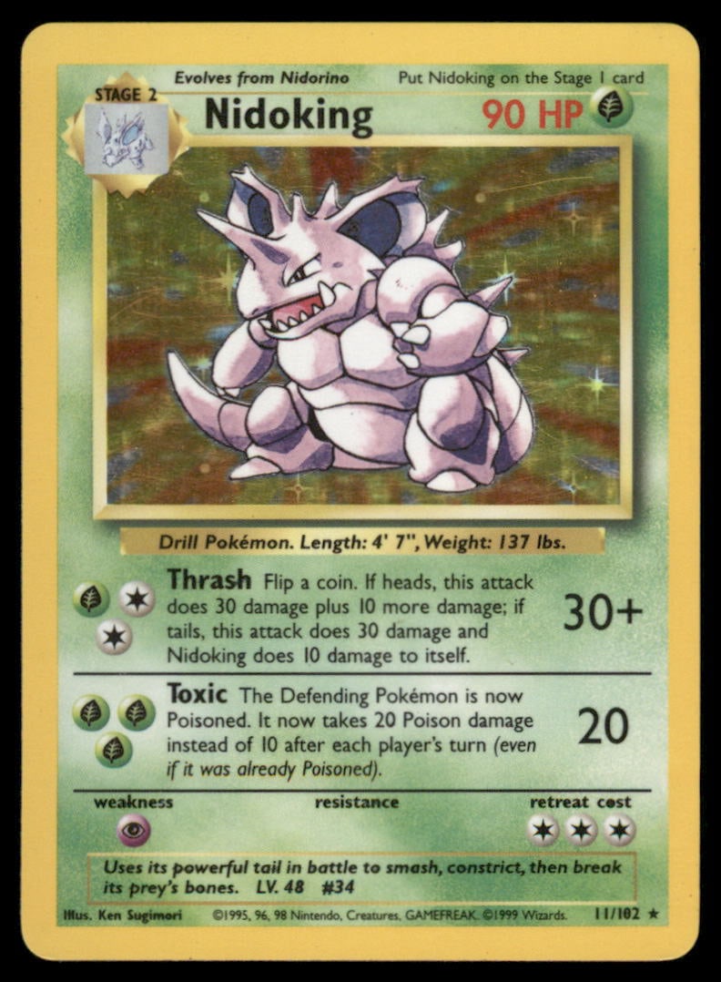 Nidoking Base Set #011/102 Holo Pokemon Card (1 of 2)