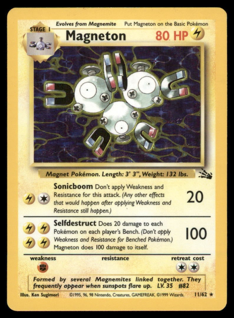 Magneton (11) Fossil #11/62 Holo Pokemon Card: We offer combined shipping on multiple items. Buyers may also arrange their own shipping. LiveShipping is a separate and independent option for shipping that is NOT a part of the auction house or thei