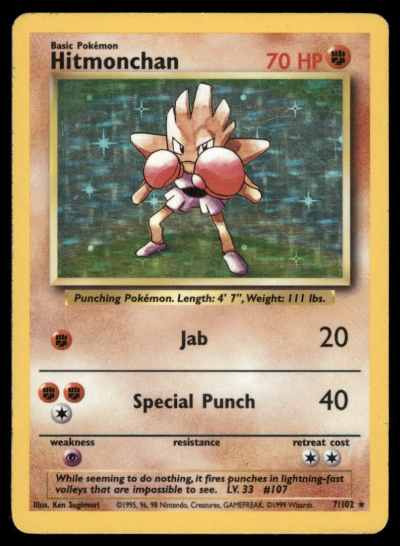 Hitmonchan Base Set #007/102 Holo Pokemon Card (1 of 2)