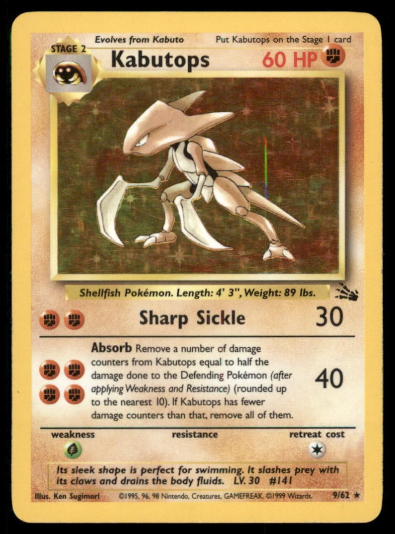 Kabutops (9) Fossil #09/62 Holo Pokemon Card: We offer combined shipping on multiple items. Buyers may also arrange their own shipping. LiveShipping is a separate and independent option for shipping that is NOT a part of the auction house or thei