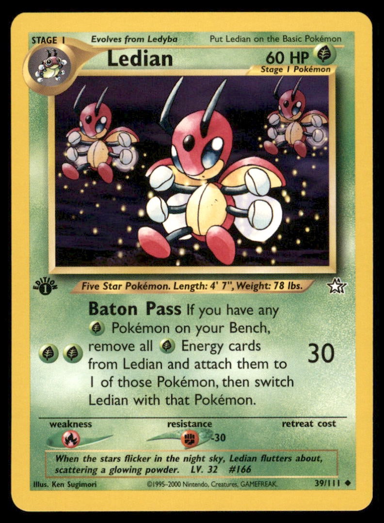 Ledian Neo Genesis #039/111 1st. ED. Pokemon Card (1 of 2)