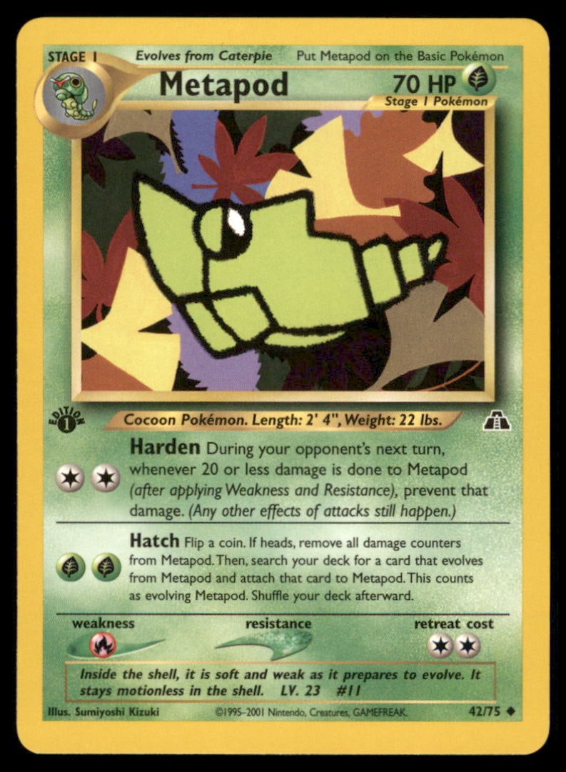 Metapod Neo Discovery #42/75 1st. ED. Pokemon Card (1 of 2)