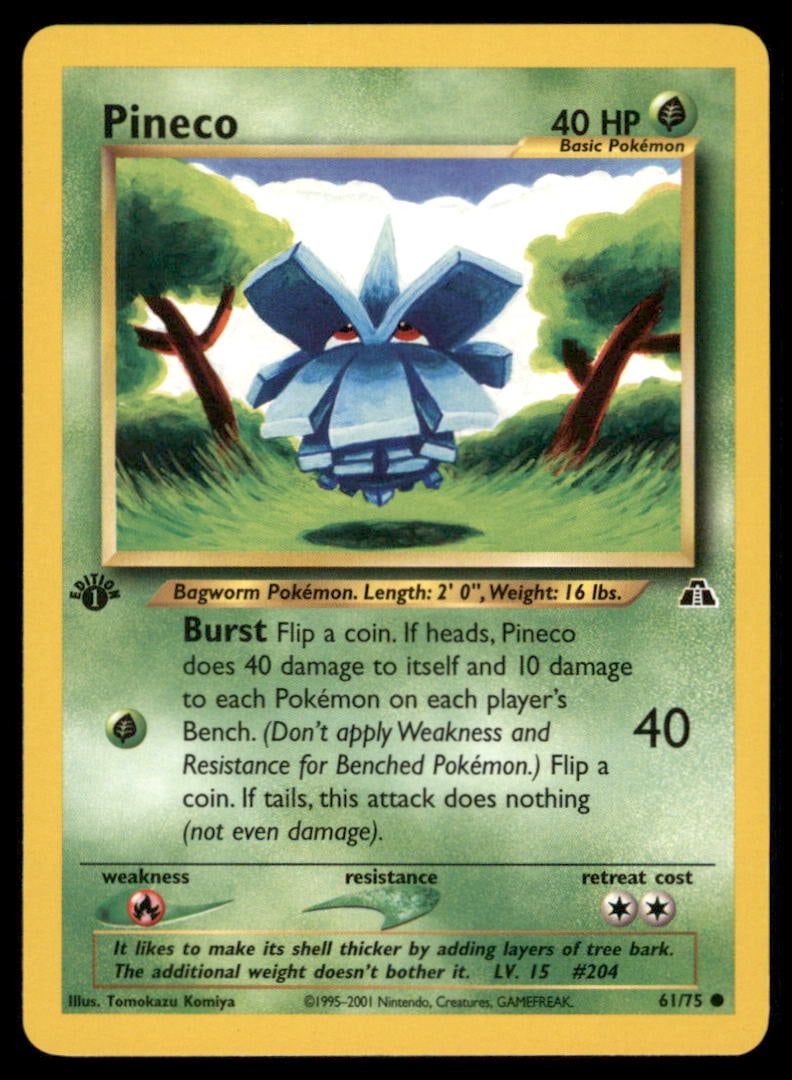 Pineco Neo Discovery #61/75 1st. ED. Pokemon Card (1 of 2)