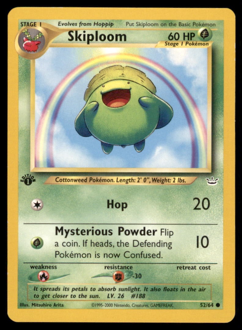 Skiploom Neo Revelation #52/64 1st. ED. Pokemon Card (1 of 2)