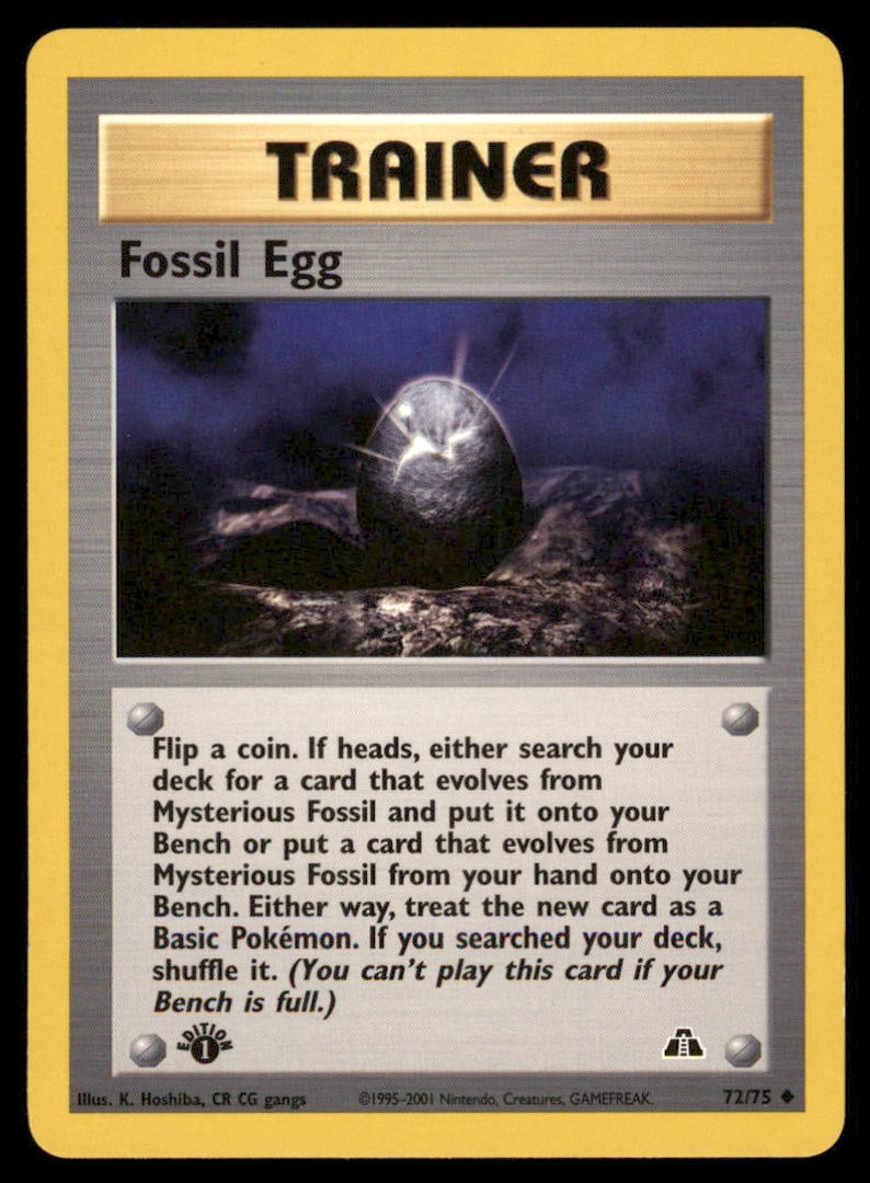 Fossil Egg Neo Discovery #72/75 1st. ED. Pokemon Card: We offer combined shipping on multiple items. Buyers may also arrange their own shipping. LiveShipping is a separate and independent option for shipping that is NOT a part of the auction house or thei