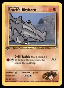 Brock's Rhyhorn (70) Gym Heroes #070/132 1st. ED. Pokemon Card
