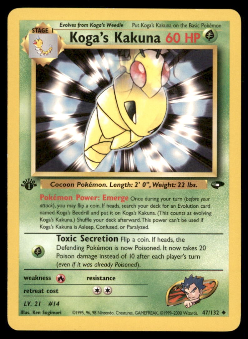Koga's Kakuna Gym Challenge #047/132 1st. ED. Pokemon Card: We offer combined shipping on multiple items. Buyers may also arrange their own shipping. LiveShipping is a separate and independent option for shipping that is NOT a part of the auction house or thei