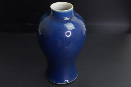 A CHINESE BLUE GLAZED MEIPING VASE, MID-QING DYNASTY, 18TH CENTURY