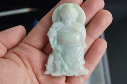 JADEITE CARVING OF GUAN GONG