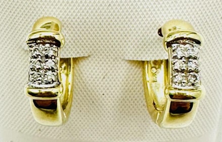 14KT Yellow Gold Pair of Natural Diamond Hugging Earrings # 2149