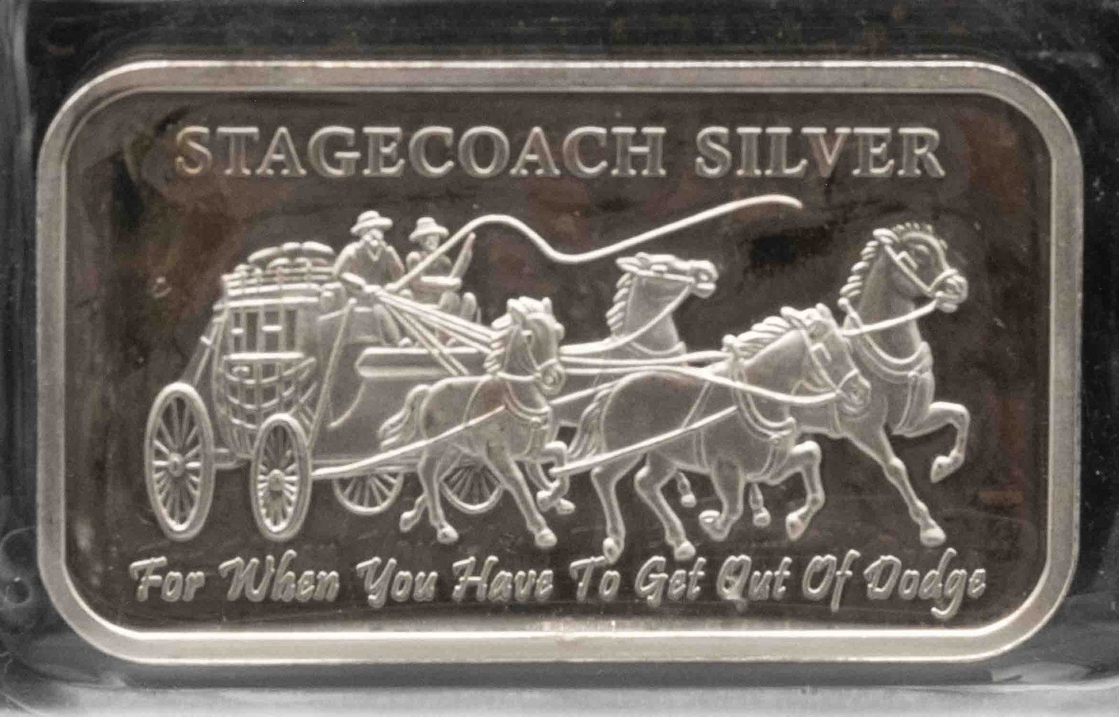 Vintage Stagecoach Silver 1oz Divisible Silver Bar: Subject: Stagecoach Silver 1oz Divisible Silver Bar Medium: 999 Silver Year: Vintage Condition: MS, Original Packaging Note: Any condition statement is given as an opinion and should not be treated as