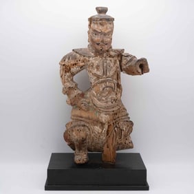 Antique Chinese Wood Temple Sculpture