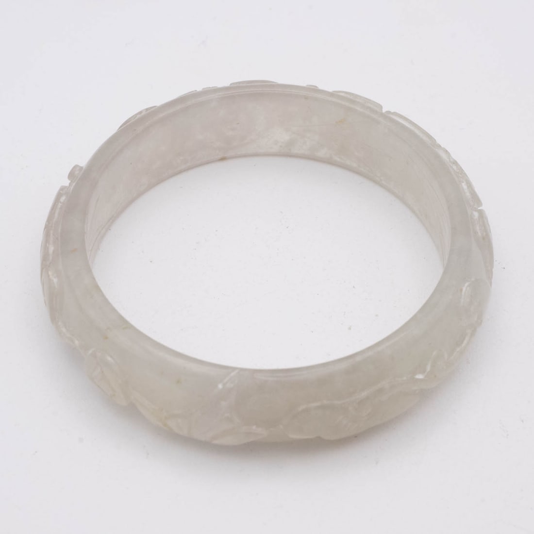 Vintage Chinese Carved White Jade Bangle (1 of 4)