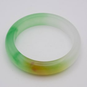 Vintage Chinese Carved Green Jade Bangle