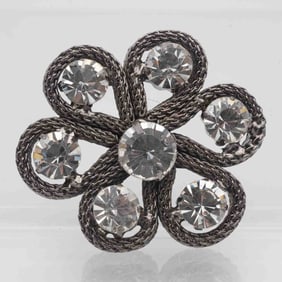 Vintage Rhinestone Bejeweled Flower Brooch