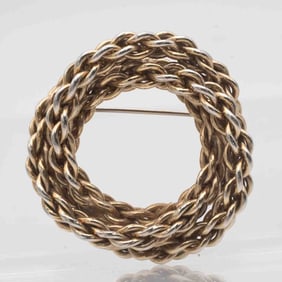 Vintage Gold Tone Braided Chain Brooch