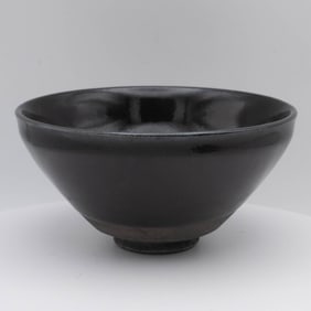 Old Chinese Song Dynasty Style Hare's Fur Glaze Ceramic Bowl