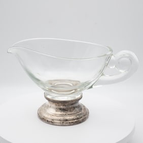 Vintage Sterling Silver And Glass Creamer