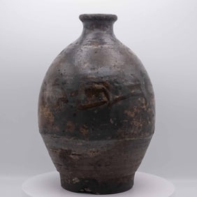 1400AD Antique Japanese Inawashiro Ware Ceramic Jar