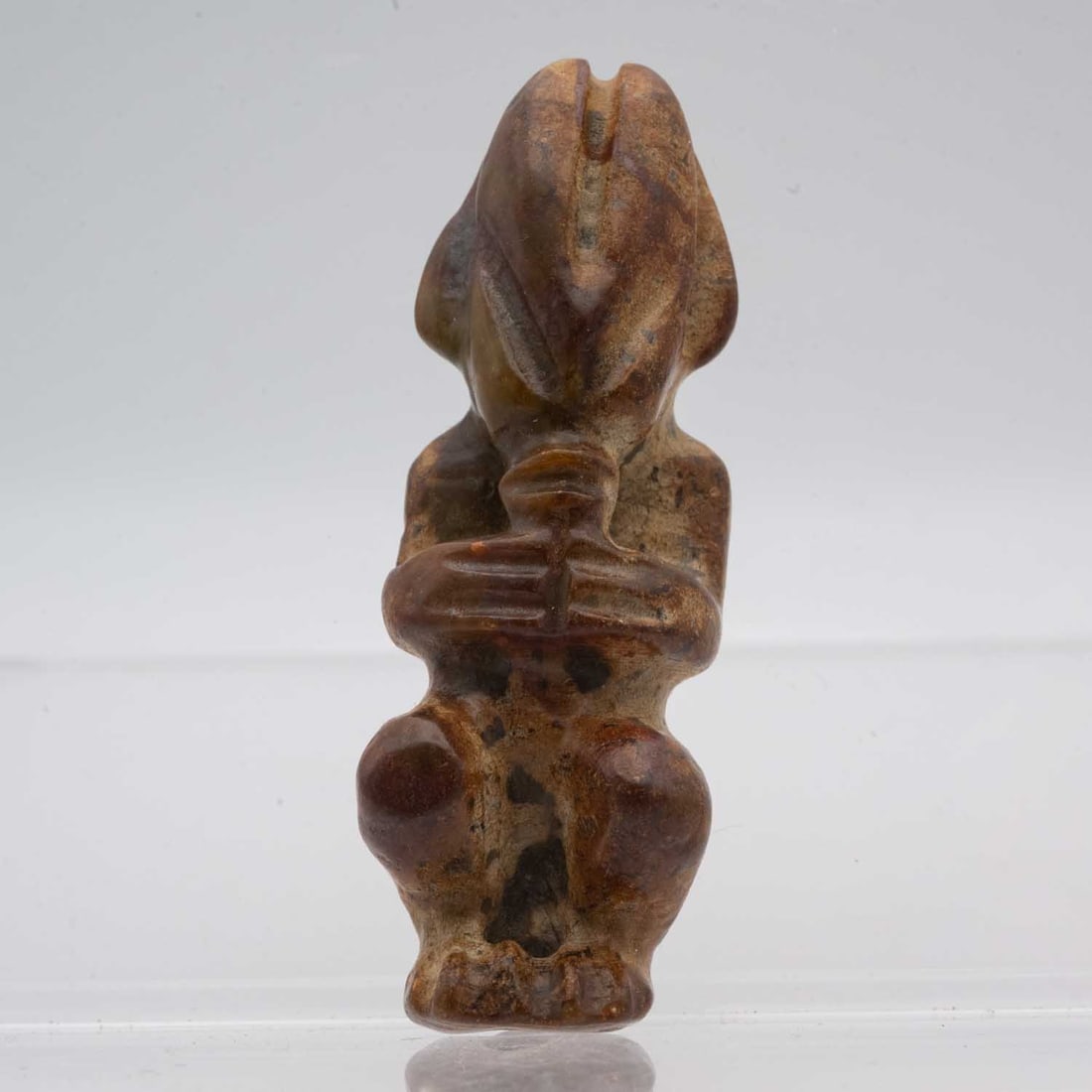 Antique Chinese Hongshan Culture Jade Sun God FIgure: Medium: Jade Size: 3x1.2x1 inches Age/Detail: Antique Chinese Hongshan Culture Condition: great overall, check photo for condition reference Provenance: Collection from Estate in Tribecca Please view 