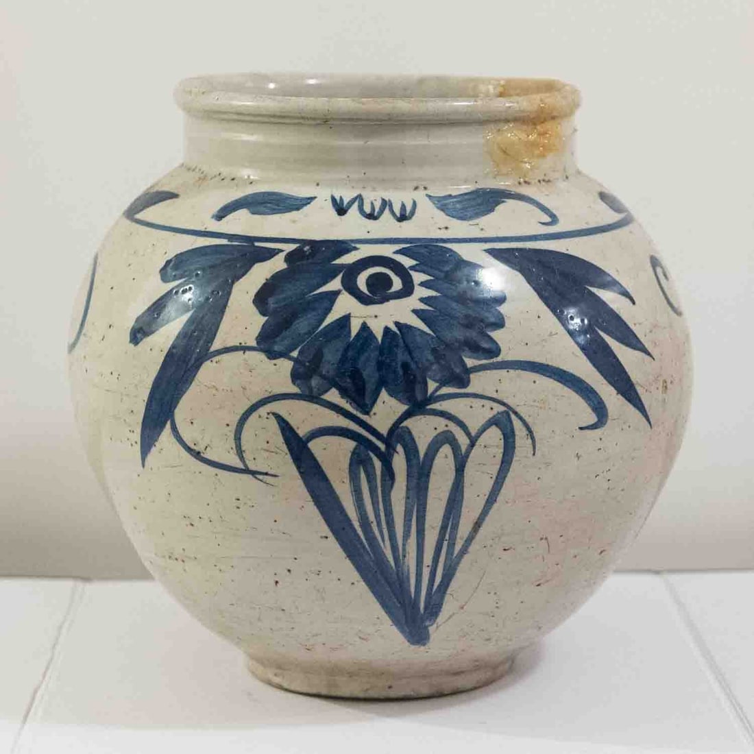 A Fine Antique Chinese Blue And White Porcelain Jar: Medium: Blue And White Porcelain Size: 10x10x10 inches Age/Detail: A Fine Antique Chinese Condition: great overall, damage, check photo for condition reference. Provenance: Collection from Estate in T