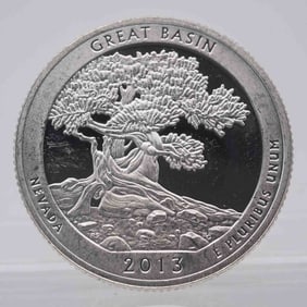 2013 American Proof Silver Quarter ATB Great Basin