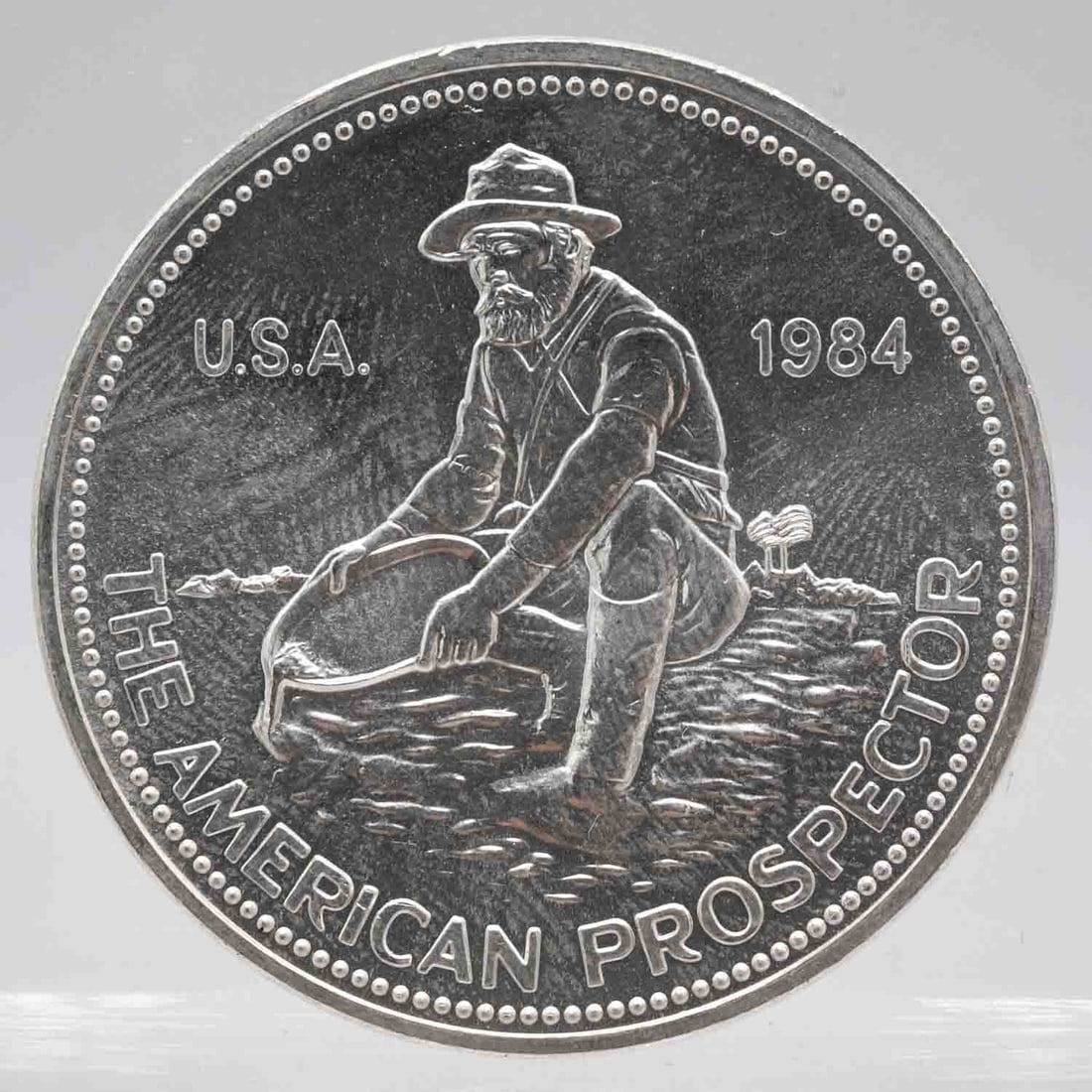 1984 American Engelhard Prospector 1oz Silver Round E Logo Reverse (1 of 2)
