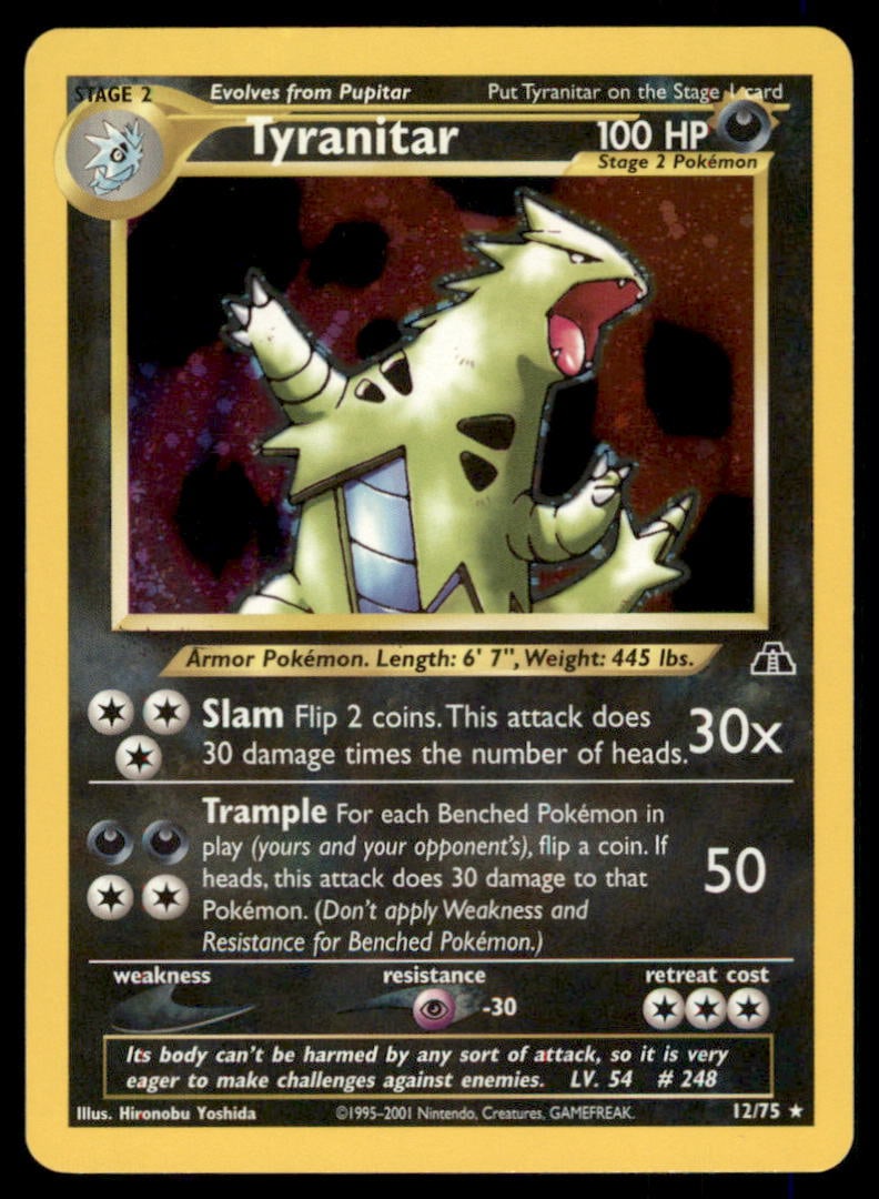 Tyranitar (12) Neo Discovery #12/75 Holo Pokemon Card: We offer combined shipping on multiple items. Buyers may also arrange their own shipping. LiveShipping is a separate and independent option for shipping that is NOT a part of the auction house or thei