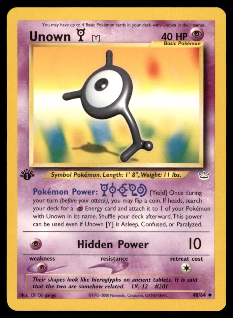 Unown O 1st Ed. Neo Pokemon Card (1 of 2)