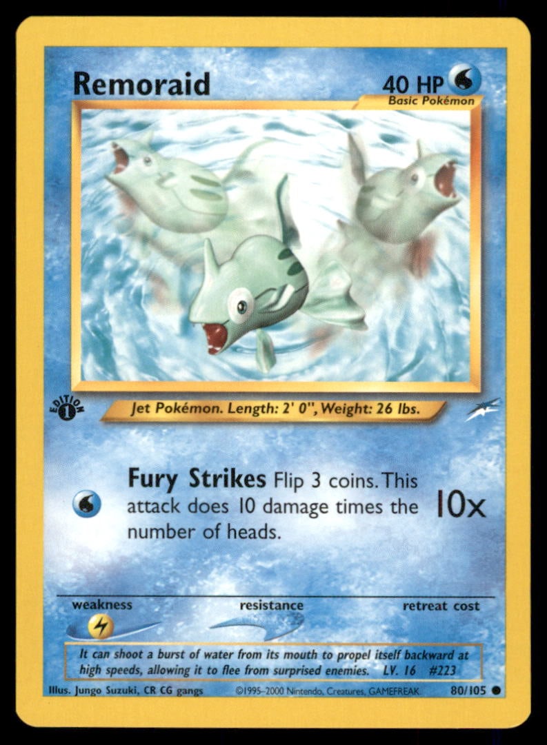 Remoraid 1st Ed. Neo Pokemon Card: We offer combined shipping on multiple items. Buyers may also arrange their own shipping. LiveShipping is a separate and independent option for shipping that is NOT a part of the auction house or thei