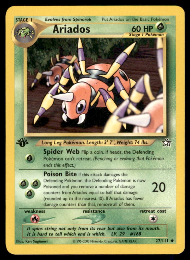 Ariados 1st Ed. Neo Pokemon Card: We offer combined shipping on multiple items. Buyers may also arrange their own shipping. LiveShipping is a separate and independent option for shipping that is NOT a part of the auction house or thei