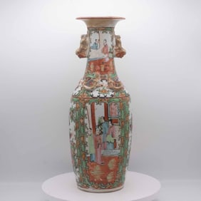 Antique Chinese Export Rose Medallion Court Scene Vase