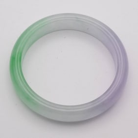 Chinese Carved Purple And Green Jade Bangle