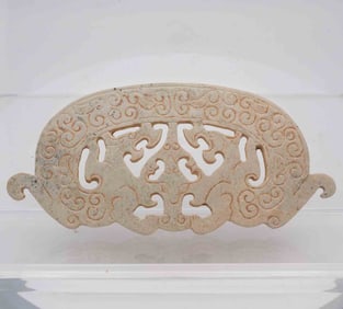 Old Chinese Han Dynasty Style Carved Jade Double Dragon Ritualistic Bi