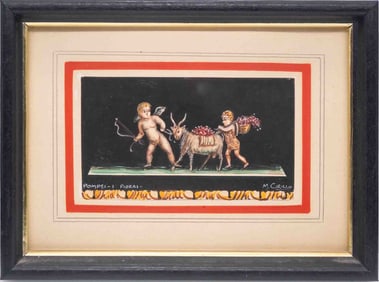 Vintage Watercolor On Paper Cherubs