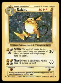 Raichu Base Set (Shadowless) #014/102 Holo Pokemon Card