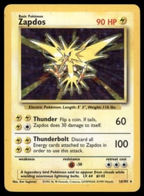 Zapdos Base Set #016/102 Holo Pokemon Card