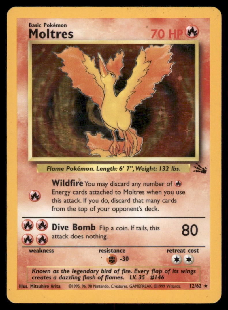 Moltres (12) Fossil #12/62 Holo Pokemon Card: We offer combined shipping on multiple items. Buyers may also arrange their own shipping. LiveShipping is a separate and independent option for shipping that is NOT a part of the auction house or thei