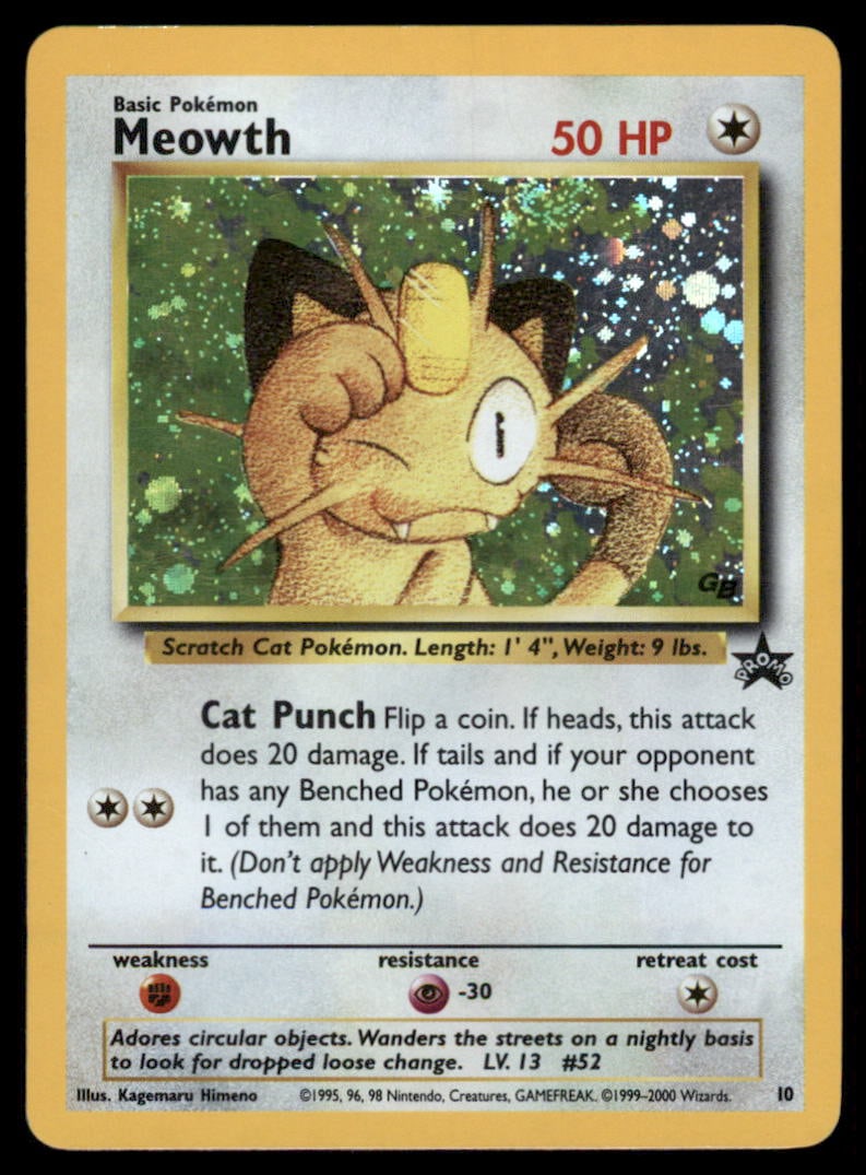 Meowth WoTC Promo #10/53 Holo Pokemon Card (1 of 2)