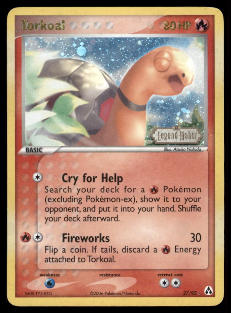 Torkoal Legend Maker Stamped #27/92 Holo Pokemon Card: We offer combined shipping on multiple items. Buyers may also arrange their own shipping. LiveShipping is a separate and independent option for shipping that is NOT a part of the auction house or thei