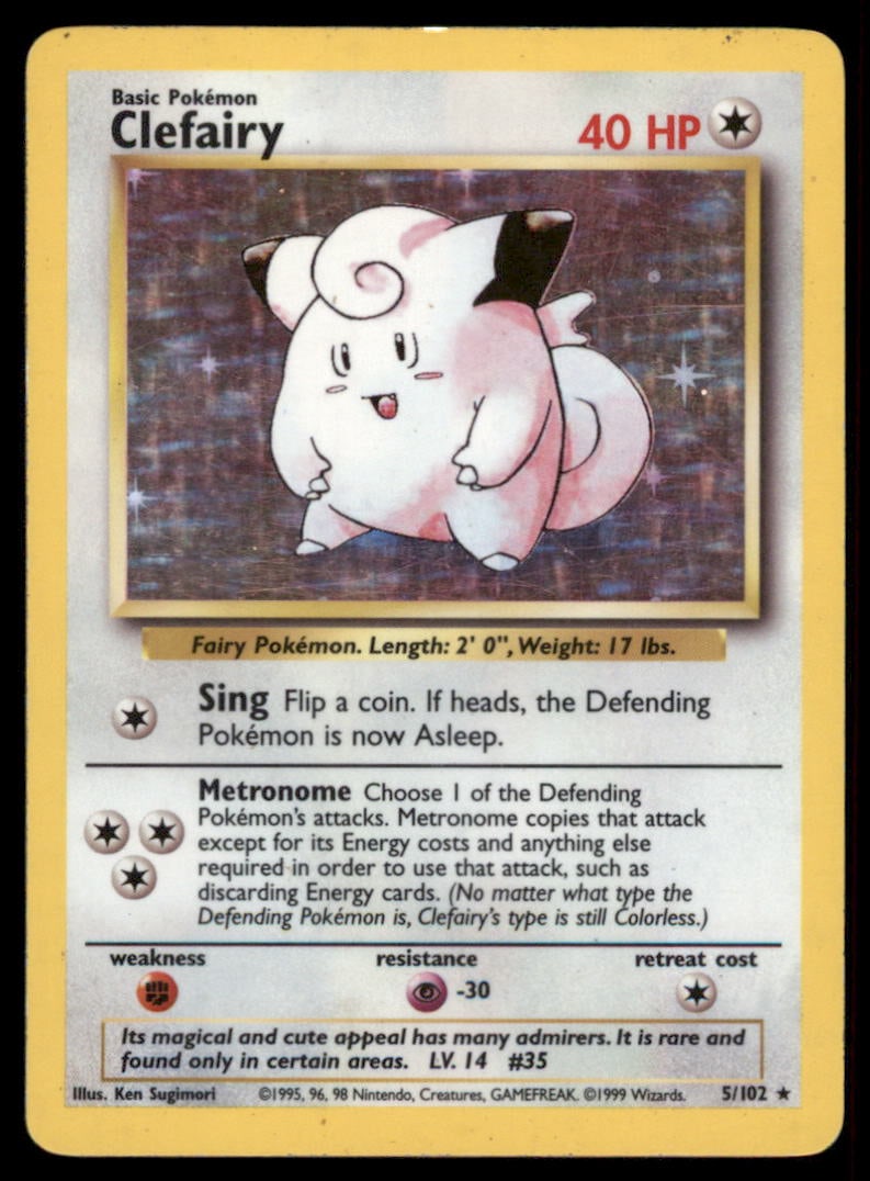 Clefairy Base Set #005/102 Holo Pokemon Card (1 of 2)