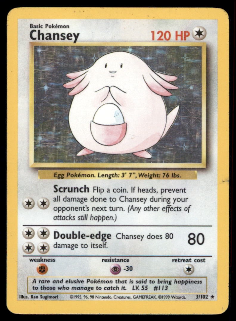 Chansey Base Set #003/102 Holo Pokemon Card (1 of 2)