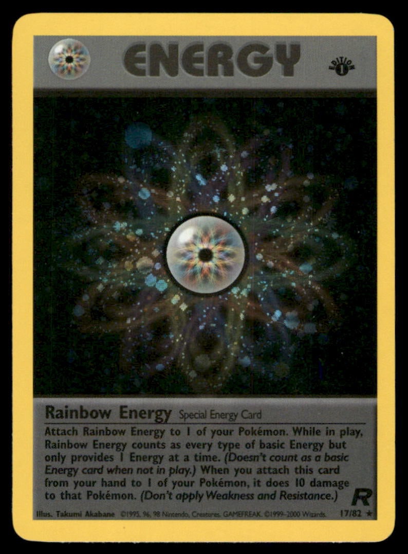 Rainbow Energy 1st ED. Team Rocket #17/82 Holo Pokemon Card (1 of 2)