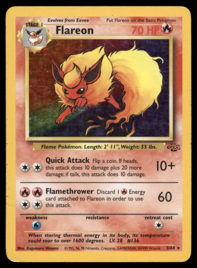 Flareon (3) Jungle #03/64 Holo Pokemon Card (1 of 2)