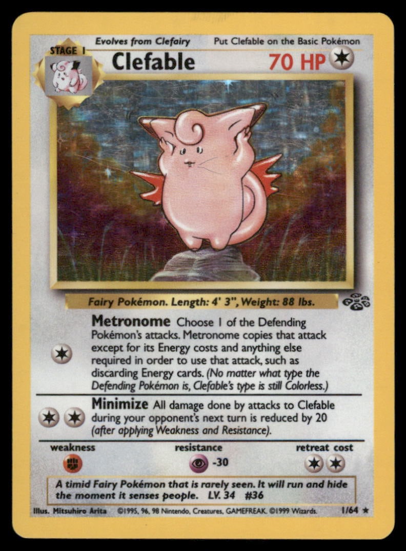 Clefable (1) Jungle #01/64 Holo Pokemon Card (1 of 2)