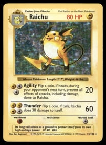 Raichu Base Set (Shadowless) #014/102 Holo Pokemon Card
